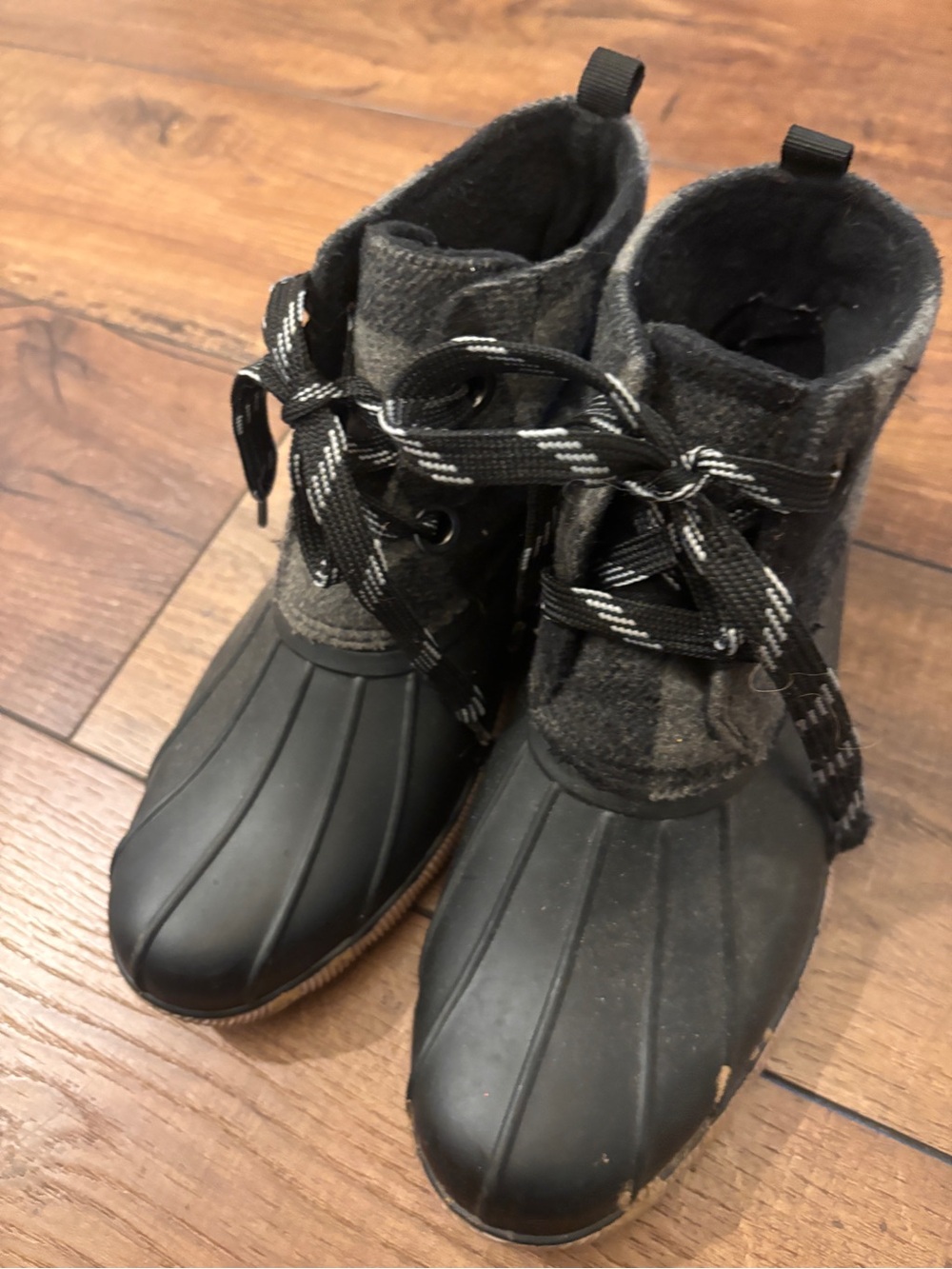 Maurices Black and Gray Duck-Style Winter Boots